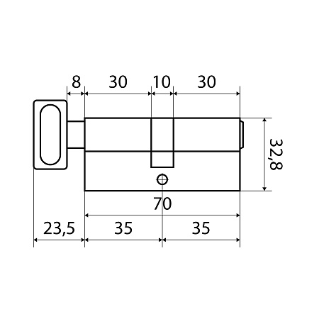 Стандарт MAX 70 (35х35В) BL 5кл мат.черный перф.ключ/верт. Цилиндровый механизм (60,10)