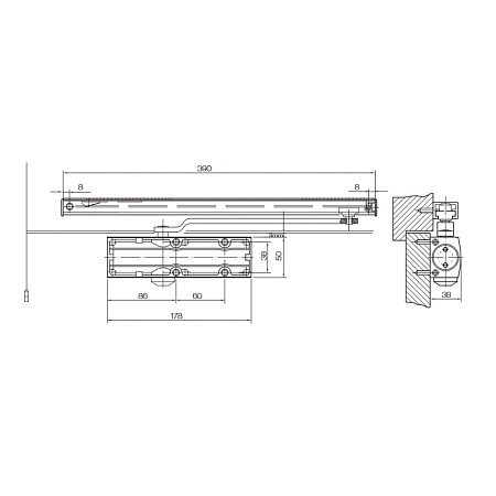 БУЛАТ Доводчик дверной PROFI (ПРОФИ) ДД 802/3 AH-B (40-80 кг) черный, морозостойкий со скольз.тягой