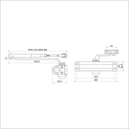 СТАНДАРТ Доводчик дверной MAX ДД 162/3-4 А-W (до 120 кг) белый RAL9016, морозостойкий(10)