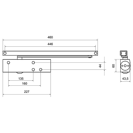 БУЛАТ Доводчик дверной PROFI (ПРОФИ) ДД 802/5 BH-S (25-120 кг) серебро со скольз.тяг, морозостойкий