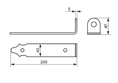 Домарт Проушина воротная 200*45*40 (толщ.5мм) (черный) d 16мм (10)