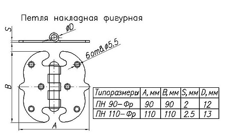 Н.Новгород ПН 5-90-SL черн.матовый Петля накладная фигурная (20)