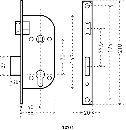 АЛЛЮР 127/1 AC ст.медь Замок врезной с/руч  (12)