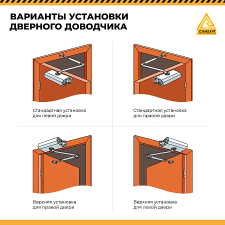 СТАНДАРТ Доводчик дверной MAX ДД 132/2-3 А-W (до 80 кг) белый RAL9016, морозостойкий(10)