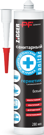 Силикон санитарный ZIGGER PF белый 280 мл 02-02-28 (24)