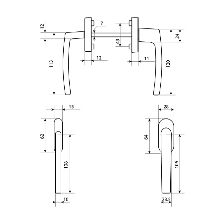 Ручка балконная асимметр.SIGMA (Сигма) BHS 01 9016 (02) белая (30)