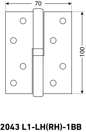 АЛЛЮР 2043 (100х70) L1-LH-1BB-BP БЛИСТЕР Л латунь Петля дверная 2 шт (50,25)