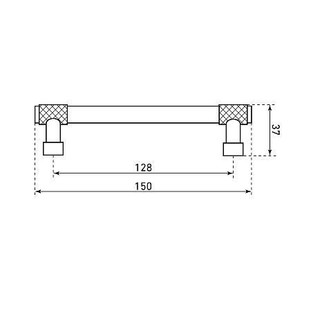StahlBuro AP2307-128 2шт., BL матовый черный. Ручка-скоба мебельная (15, 150)