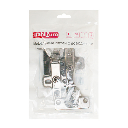 StahlBuro 1109 Clip-On (Клип-Он) 2шт., черная. Петля мебельная накладная с доводчиком  (50)
