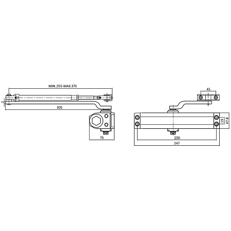 СТАНДАРТ Доводчик дверной MAX ДД 230/5-7 A-C (до 150 кг) коричн.RAL8017, морозостойкий(10)