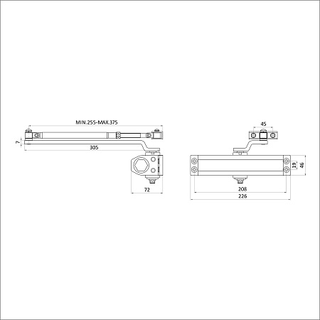 СТАНДАРТ Доводчик дверной MAX ДД 208/4-6 A-S (до 140 кг) серебро RAL9006, морозостойкий(10)