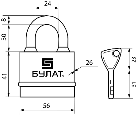 БУЛАТ ВС 3-Н55 ПЛ всепогодный 5кл. d=8мм Замок навесной (36,6)