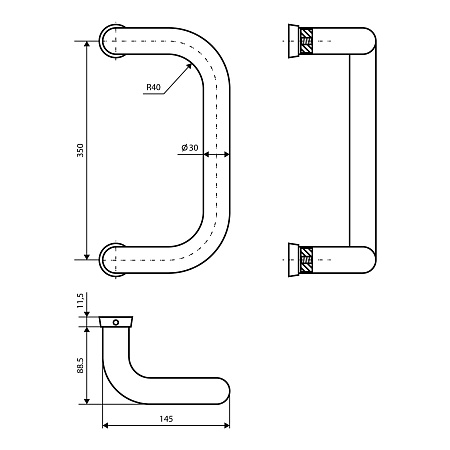 ЛДМ FURAL (Фурал) 350 мм корич. (алюм.) Ручка-скоба (01.350.30 RAL 8024) (10) 