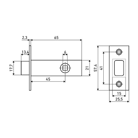 Задвижка АЛЛЮР АРТ LB45-6 MBN графит 6мм без ручек (100)