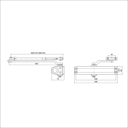 СТАНДАРТ Доводчик дверной MAX ДД 230/5-7 A-B (до 150 кг) черный RAL9005, морозостойкий(10)